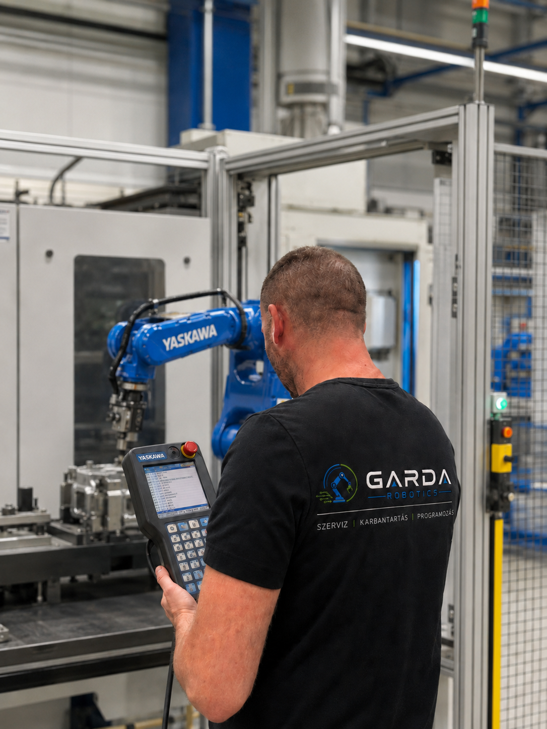 Yaskawa robot programozás teach pendanttal ipari környezetben